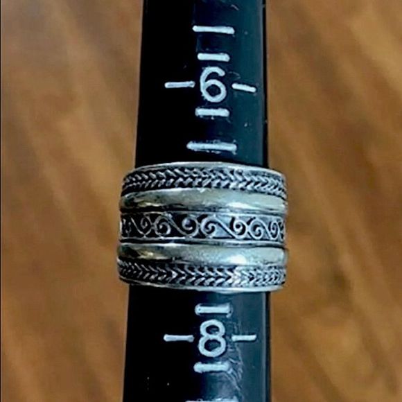 Vintage Sterling Silver Rope Cigar Band Ring Sz 7 - Picture 3 of 4